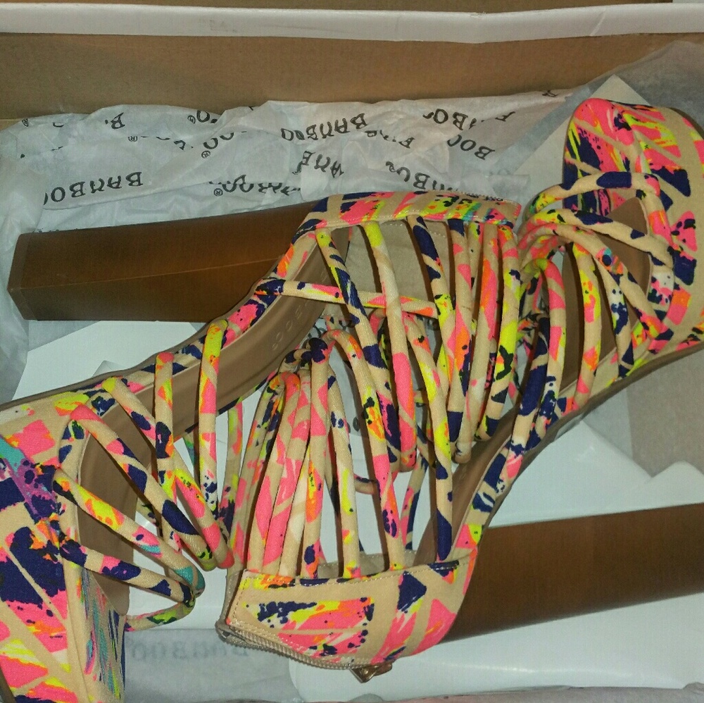 Multi-Colored Platform Heels